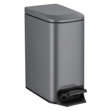 1.6 Gallon Grey Stainless Steel Step Trash Can with Soft Close Lid 6 Liter