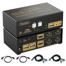 KVM Switch 2 Monitore, HDMI KVM Switch 4K 30HZ Switch KVM 2 Computer 2 Monito...