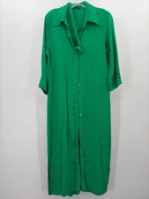 Pre-Owned Zara Green Size Medium Shift Maxi Long Sleeve Dress