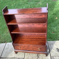 Vintage Stag Minstrel Bookcase Waterfall Adjustable Shelves Drawer Mahogany