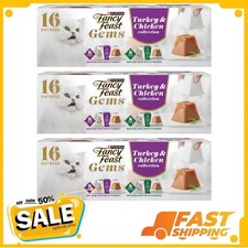 48P Purina Fancy Feast Gems Turkey Chicken Flavor Mousse Pate Wet Cat Food 2oz