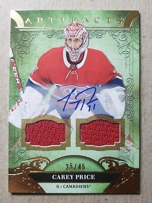 2020-21 Artifacts Carey Price Dual Jersey Autograph /45 Montreal Canadiens  | eBay