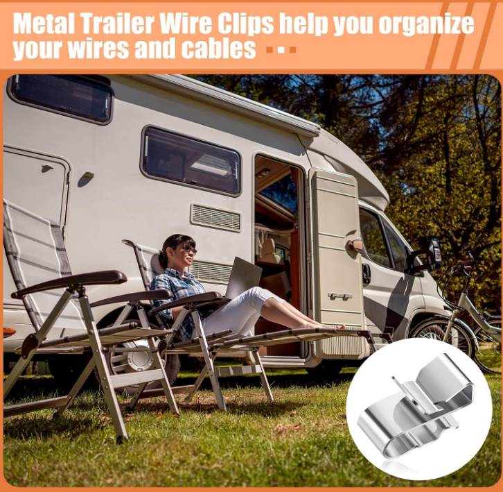 50 Pcs Trailer Frame Wire Stainless Steel Clips Metal Cable Rope Clamp