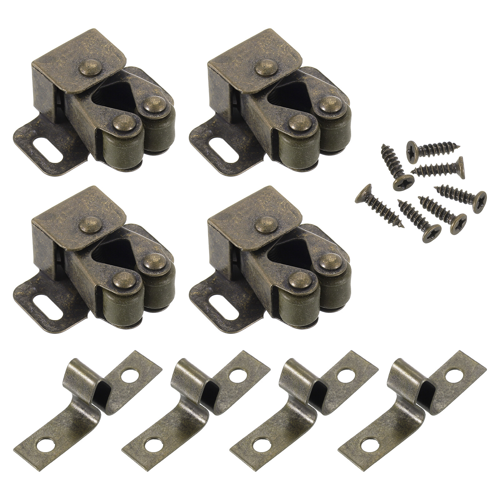 4Pcs Bronze Double Roller Cabinet Latch for Closet & Cabinet Doors