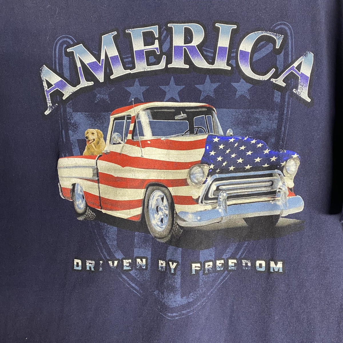 Vintage America Driven By Freedom Golden retriever T-Shirt View 3