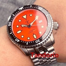 Tandorio 20ATM 41mm Sterile Orange Dial Japan NH35A Automatic Diving Mens Watch