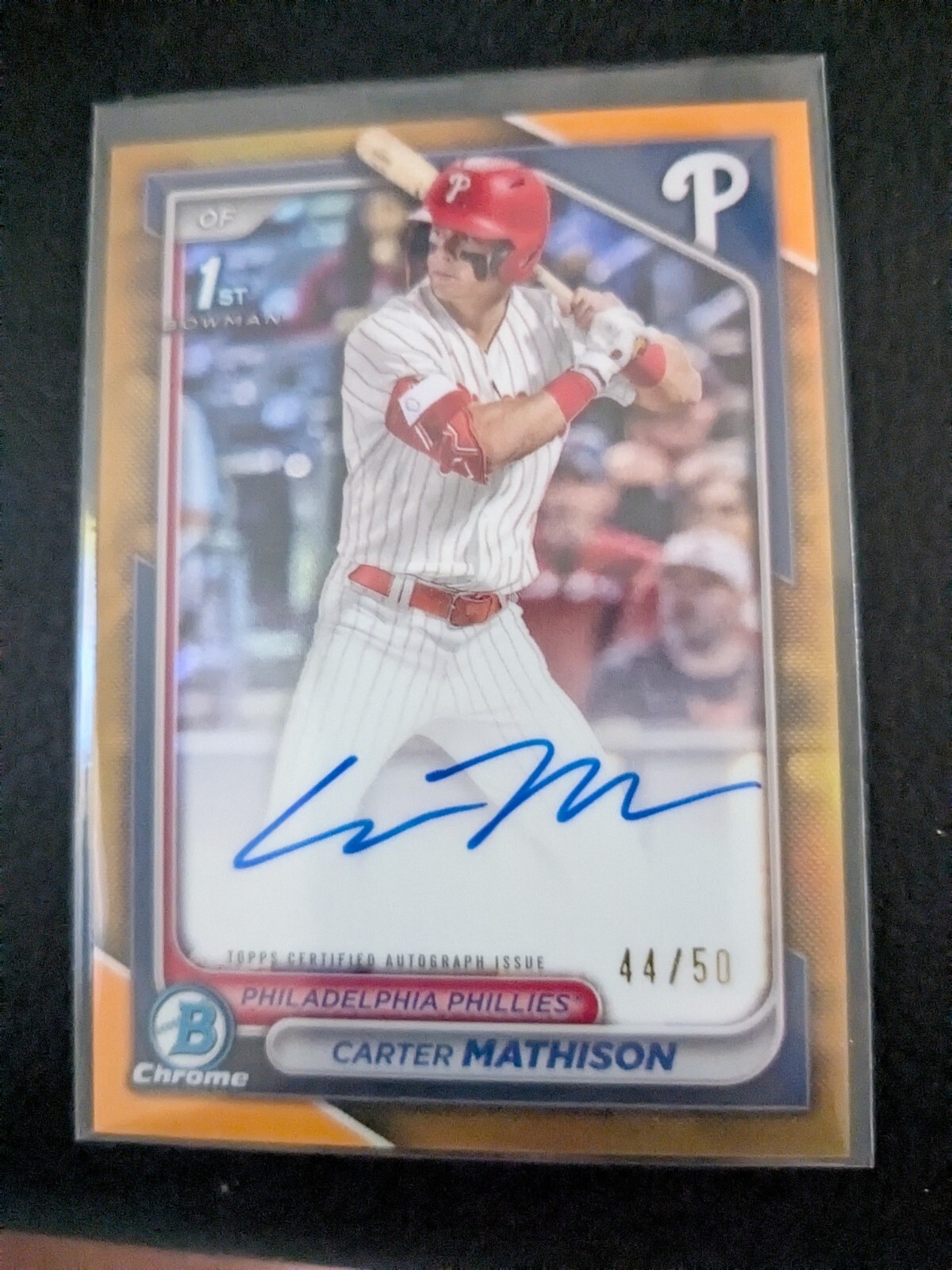 2024 Bowman Draft Chrome CARTER MATHISON 1st True Gold refractor  Auto 44/50