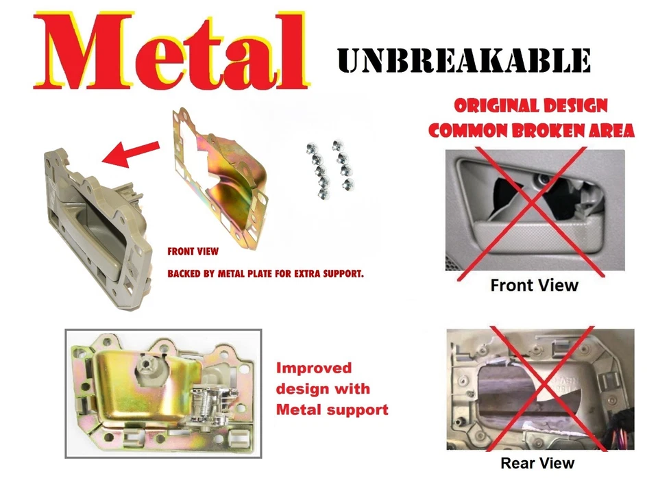 NoMoreBreaking Inside Door Handle For 05 Jeep Gray Chrome Bolt Front L BJ0005-NS - Image 3 of 4