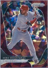 2020 Panini Prizm Baseball Mike Moustakas Burgundy Cracked Ice Prizm /25 Reds