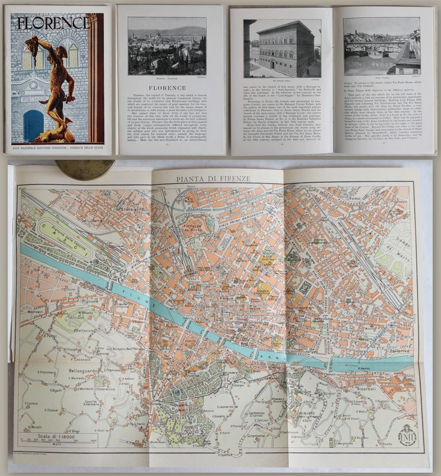 engl. Prospekt: Florence (um 1935) mit Stadtplan & Abbildungen -Reise Italien xz - Bild 1 von 1