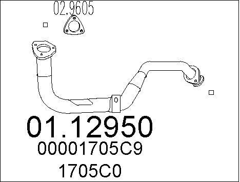 Tuyau d'échappement pour Citroën ZX 1.4i et Peugeot 306 1.4 SL en acier standard
