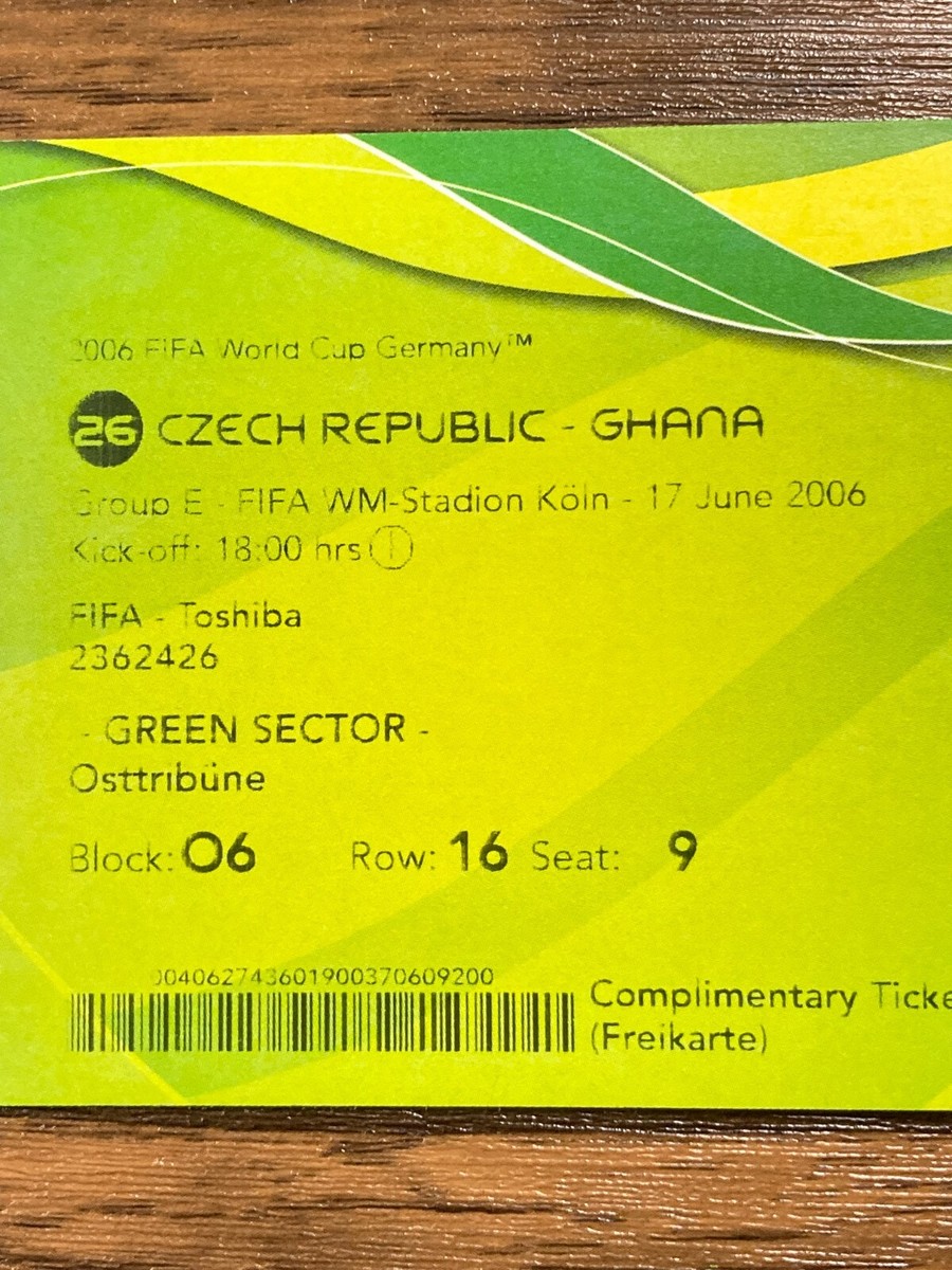 FIFA World Cup 2006 Germany Ticket - Match #26 Czech Republic