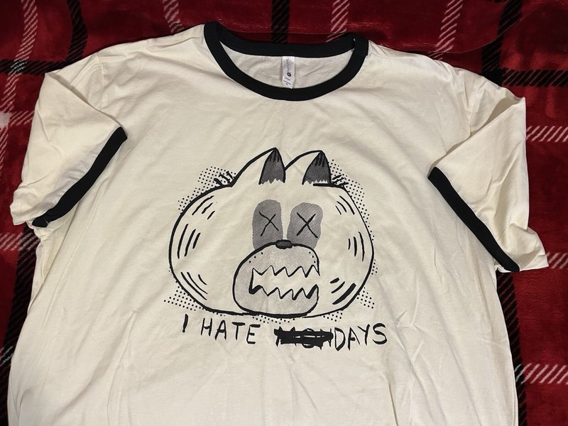 Garfield Parody Shirt XL Ringer Grunge Emo Twee Punk Hardcore Ironic Comedy