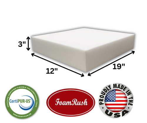 FoamRush 12" x 19" Cuscino Sedile Schiuma Alta Densità Medio Solido USA - Foto 10 di 15