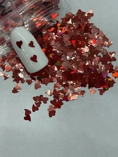 Valentine's Holographic Red Heart Nail Glitter | 1 TSP | Nail Art & Acrylic