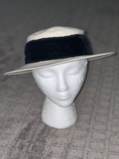 Vintage Liz Claiborne Ladies Cream/Ivory Wool Hat with Black Ribbon