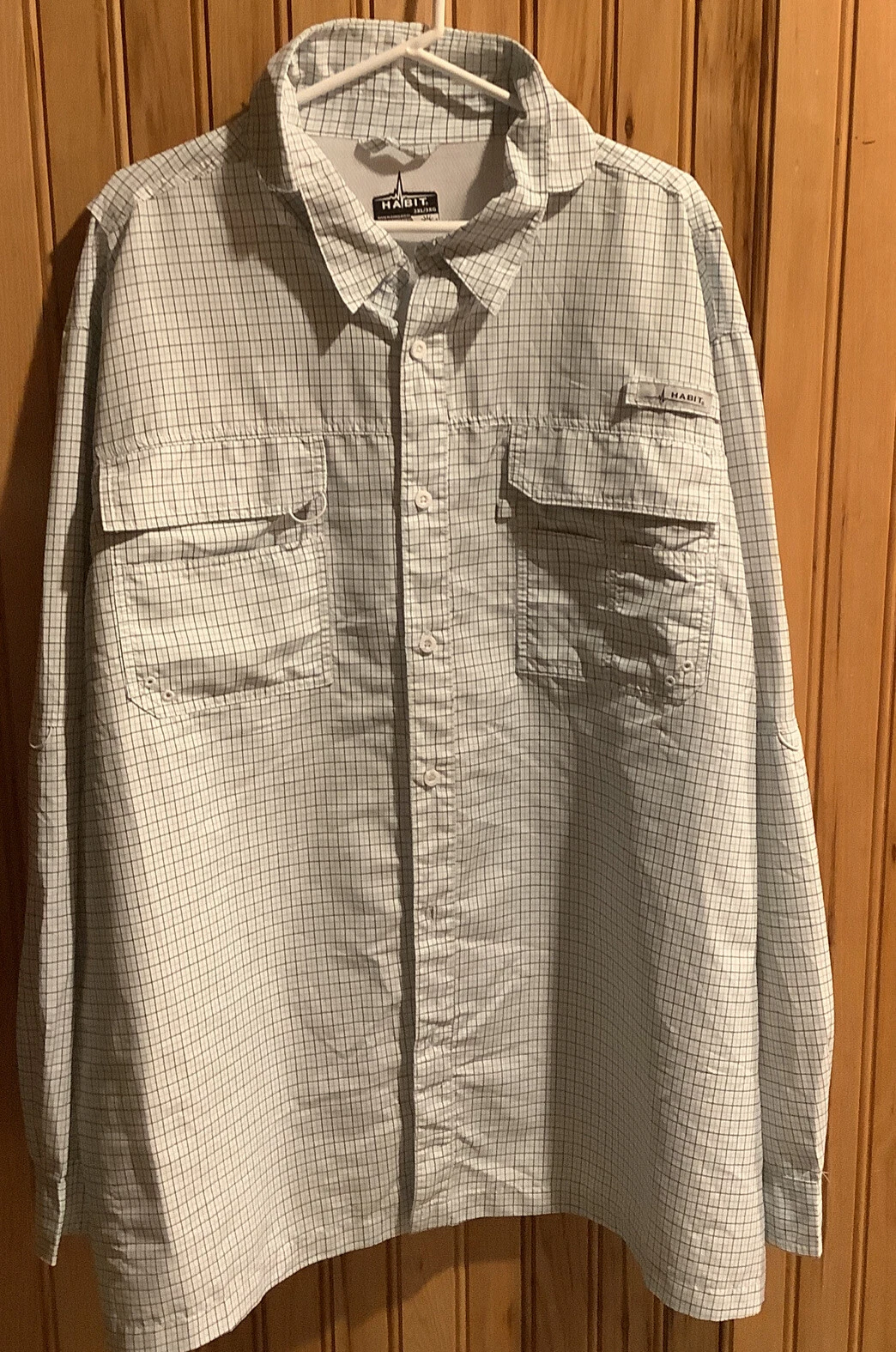 HABIT Men's 3XL Long Sleeve Vented Fishing Shirt Polyester UV Protection