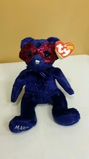 Ty Beanie Baby MARDI GRAS the BEAR 2005 Glittery Dark Blue w/Mask Retired  New