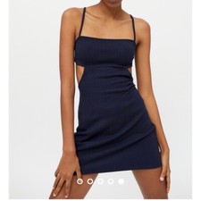Urban Outfitters Women's Navy Blue Tie-Back Mini Dress Size Medium NWT