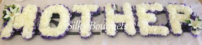 SILKY BOUQUETS Mother Artificial Silk Funeral Wreath Any 6 Letter Flower Tribute Arrangement