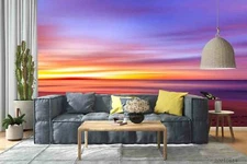 3D Seascape Sunset Glow Wallpaper Wall Mural Removable Self-adhesive Sticker3308