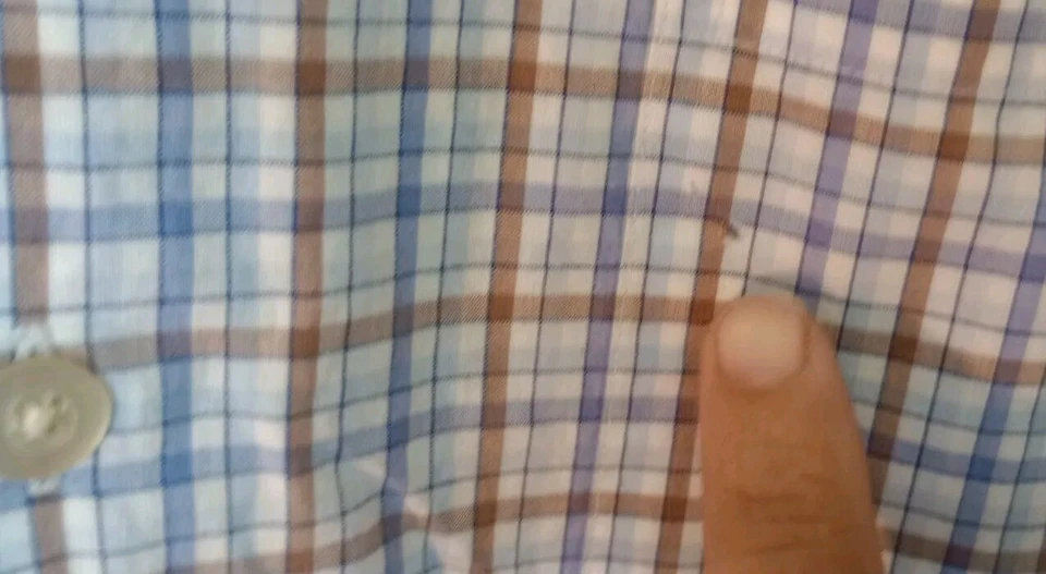 Scott Barber Long-Sleeve Button-Down Shirt Size XL Men's Plaid Blue/Gold/White  - Image 4 of 4