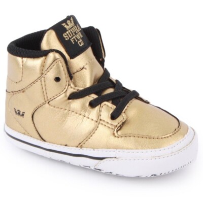 Supra Crib Vaider Baby Sneaker in Gold UK 4 EU 20 JS9 NN 06