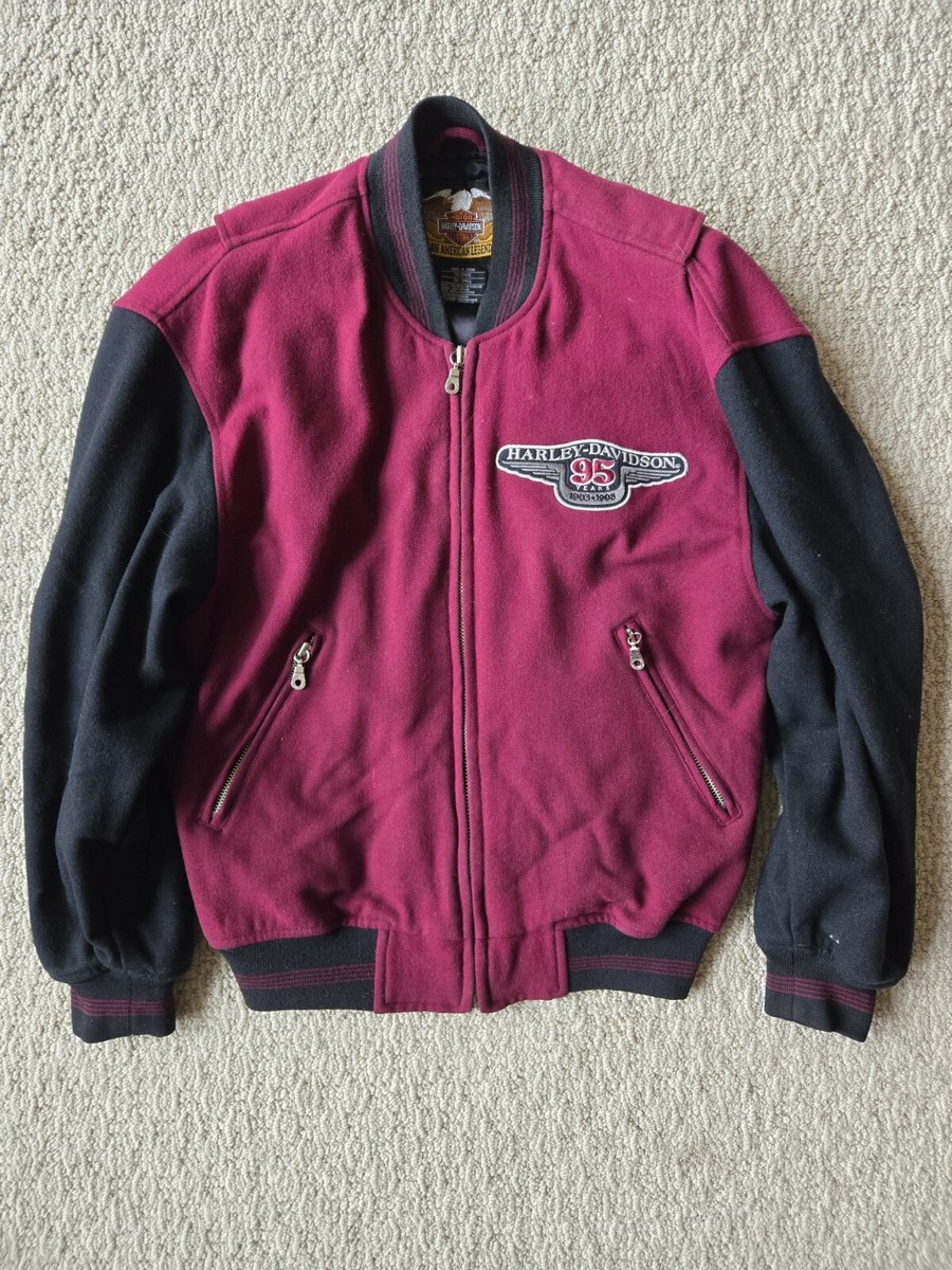 Harley Davidson 95th Anniversary Varsity Letterman Jacket Wool Blend Sz XXS
