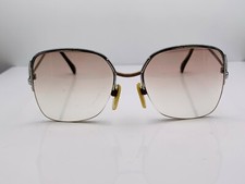 Vintage Luxottica Silver Metal Oval Half-Rim Sunglasses FRAMES ONLY Italy