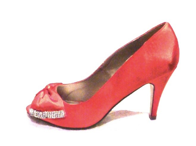 Casandra Red Satin Peep Toe High Heel Shoes Size UK