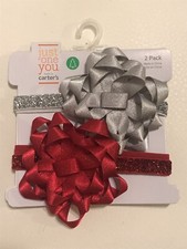Just One You Carter s Baby - 2 Pack Red Silver Headbands With Bow - Super Cute