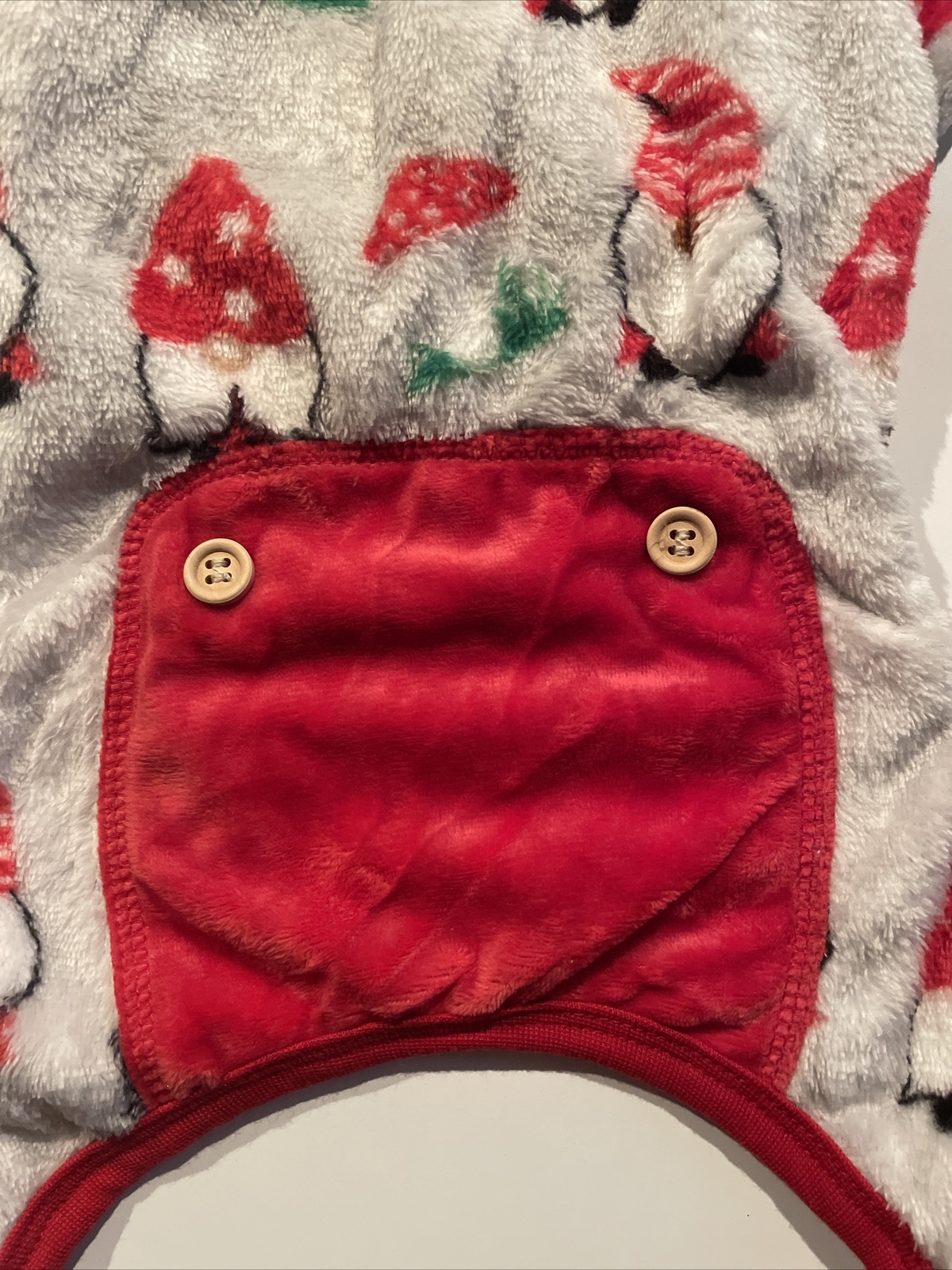 Dog Pajamas Warm And Plush with gnome’s Red And Gray size Medium