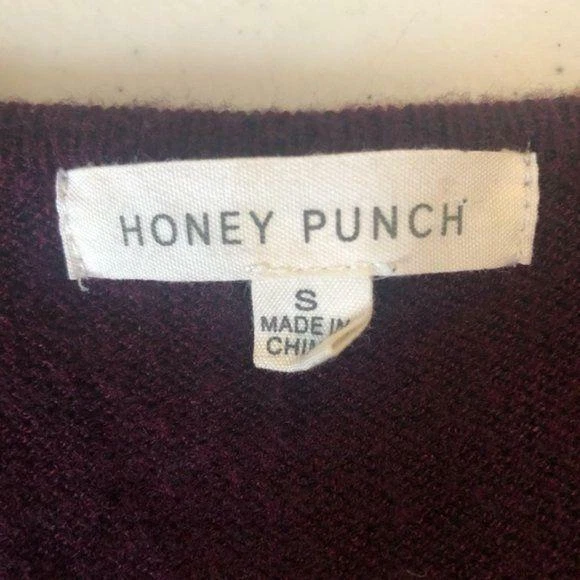Suéter tejido cruzado púrpura Honey Punch talla S Foto 4 de 4