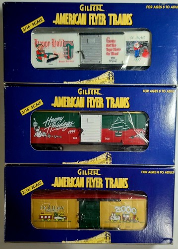 Juego de 3 vagones American Flyer 6-48327 340 341 escala S Navidad 1997,99,2000 nuevo en caja | Condition: New