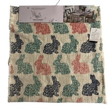 The Farmhouse Table Runner Woven Mixed Pastel Print Fringe Easter Spring Country