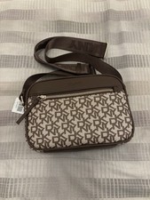 Image of DKNY Women's Crossbody Bag Brown/Beige Monogram Pattern