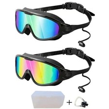Goggles Swim 2 Pack, Wide View Anti Fog UV Swimming Goggles for Audlt, No Leak