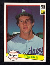 STEVE SAX ROOKIE  1982 DONRUSS BASEBALL CARD LA DODGERS #624 NICE. rookie card picture