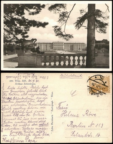 Ansichtskarte Hietzing-Wien Schloss Schönbrunn (Castle Vienna) 1931