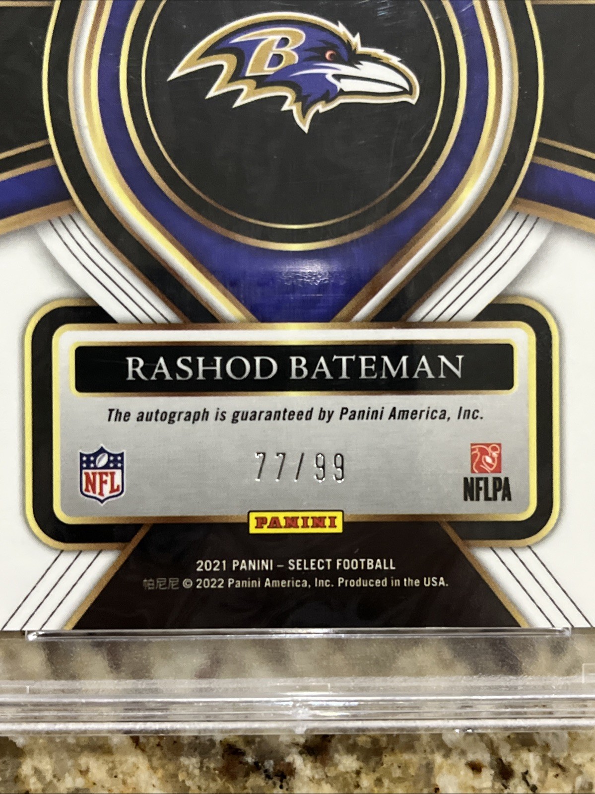 2021 Panini Select - Rookie Signatures Rashod Bateman #RS-RBA 77/99 - PSA Mint 9 view 3