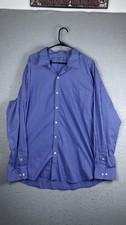 Van Heusen Shirt Mens 2XL 18.5 Blue Check Traveler Wrinkle Free Dress Shirt
