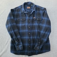 Orvis Plaid Flannel Shirt Men s XXL Blue Black Button Front Heavyweight