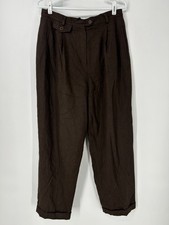 Vintage Lauren Ralph Lauren Pants Womens 12 Brown Pleated Cuffed Trousers