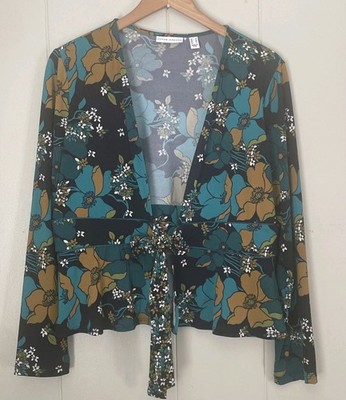 Susan Graver Liquid Knit Cardigan Size Medium Floral 