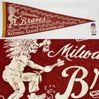 1957 Vintage Milwaukee Braves Baseball Mlb 11x28.5 Pennant Banner Hank Aaron — photo 1
