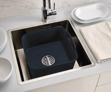 Wash Drain Dish Tub - Gray Kitchen Sink Washing Bowl with Drain Plug