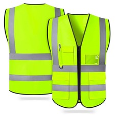 Safety Vest for Men Women, HighVisibility Vest with Pockets and Front Zipper,...