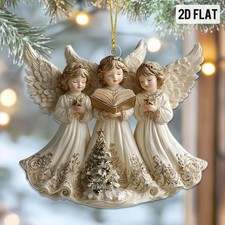 Angel Christmas Ornament 2D Flat Acrylic Three Angels Christian Holiday Gift