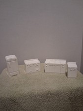 Vintage 1950s Marx White Dollhouse Kitchen Set Sink Cabinet Stove Refrigerator