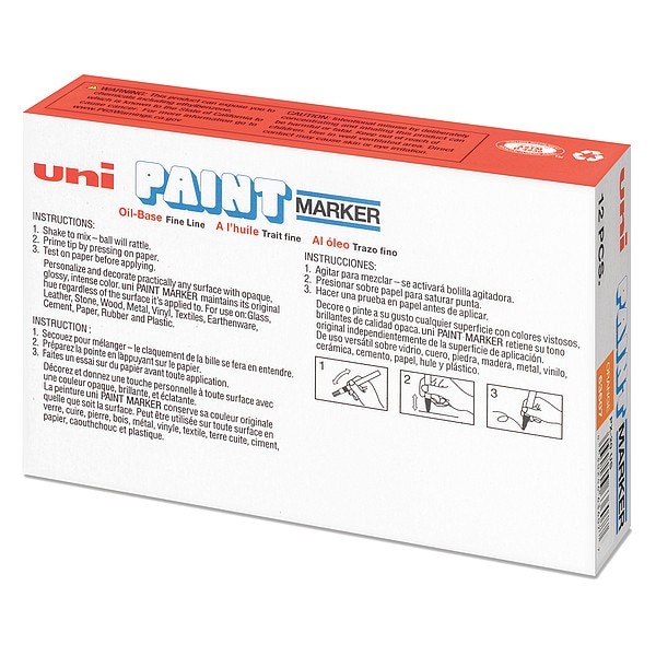 Uni-Paint 63607 Permanent Marker, Medium Tip, Orange Color Family, Paint, 12 Pk